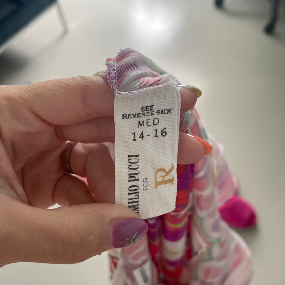 Emilio Pucci V Neckline Sleeveless Floral Dress Red Medium - Picture 6 of 9